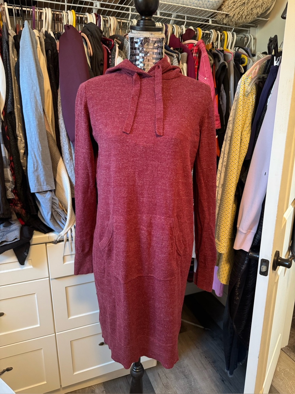 Roots Maroon Heather Hoodie Sweater dress M